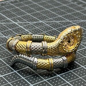 Regent Quartz Snake Wrap Bracelet Watch Gold Tone Silver Tone Rhinestone Accents